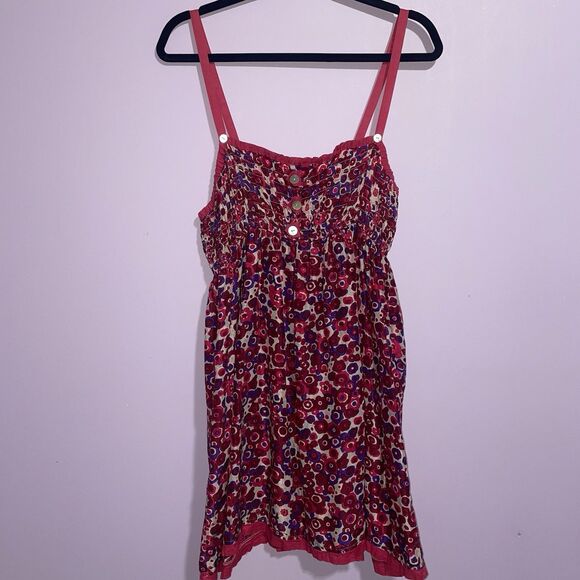 Free People Silk Babydoll Sundress Women L Pink Smocked Boho Preppy Beach Resort - Picture 1 of 8